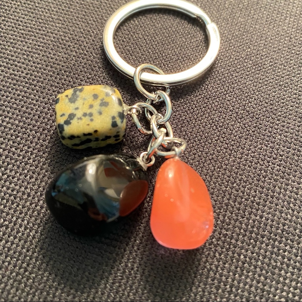Keychain with Polished Stones Crystals